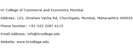 Hr College of Commerce and Economics Mumbai Address Contact Number