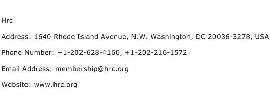 Hrc Address Contact Number