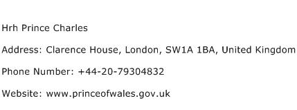 Hrh Prince Charles Address Contact Number