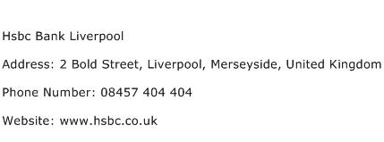 Hsbc Bank Liverpool Address Contact Number