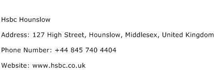 Hsbc Hounslow Address Contact Number