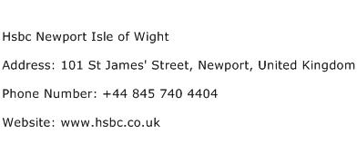 Hsbc Newport Isle of Wight Address Contact Number