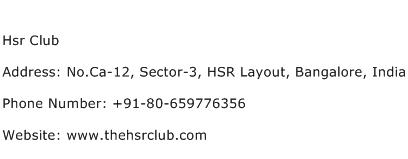 Hsr Club Address Contact Number
