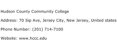 Hudson County Community College Address Contact Number