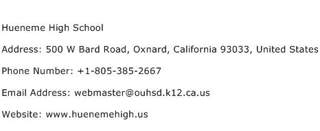Hueneme High School Address Contact Number