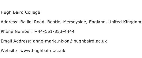 Hugh Baird College Address Contact Number