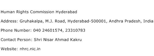Human Rights Commission Hyderabad Address Contact Number