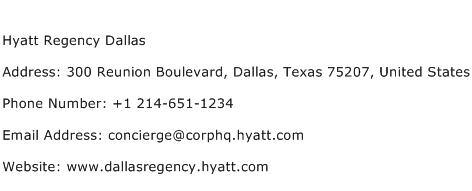 Hyatt Regency Dallas Address Contact Number