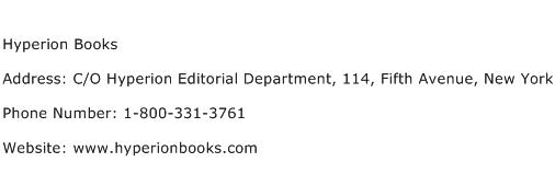 Hyperion Books Address Contact Number