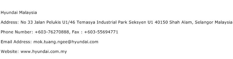 Hyundai Malaysia Address Contact Number