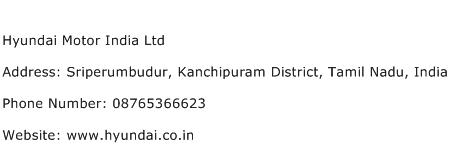 Hyundai Motor India Ltd Address Contact Number