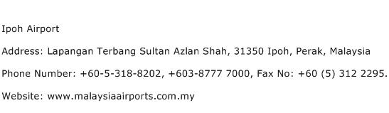 IPOH Airport Address Contact Number