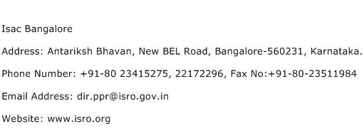 ISAC Bangalore Address Contact Number