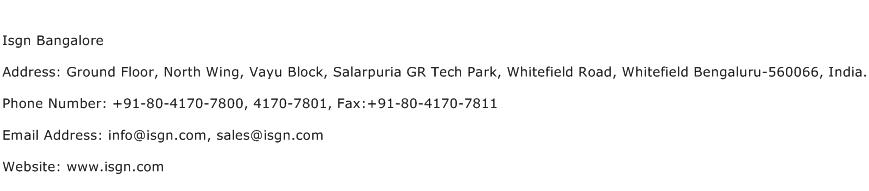 ISGN Bangalore Address Contact Number