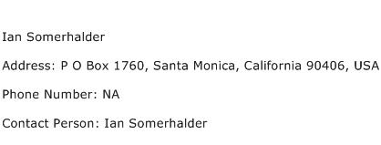 Ian Somerhalder Address Contact Number