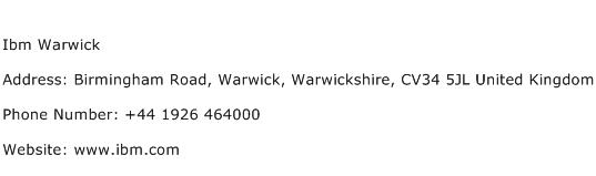 Ibm Warwick Address Contact Number