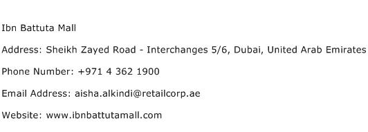 Ibn Battuta Mall Address Contact Number
