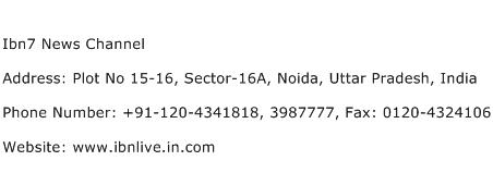 Ibn7 News Channel Address Contact Number