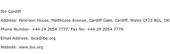 Ibo Cardiff Address Contact Number