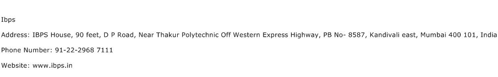 Ibps Address Contact Number