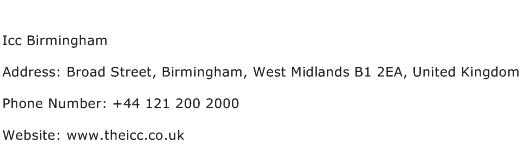 Icc Birmingham Address Contact Number
