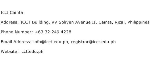 Icct Cainta Address Contact Number