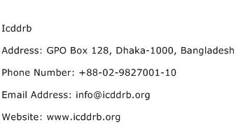 Icddrb Address Contact Number