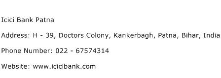 Icici Bank Patna Address Contact Number