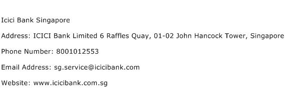 Icici Bank Singapore Address Contact Number
