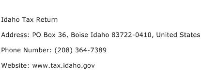 Idaho Tax Return Address Contact Number
