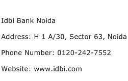 Idbi Bank Noida Address Contact Number