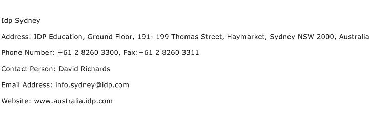 Idp Sydney Address Contact Number