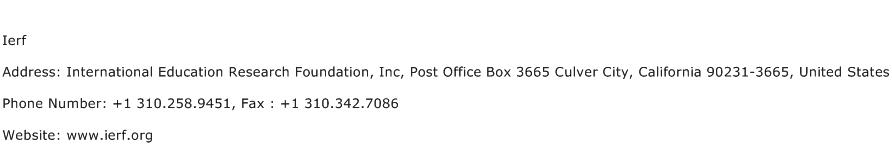 Ierf Address Contact Number