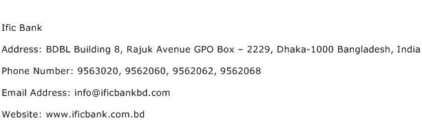 Ific Bank Address Contact Number
