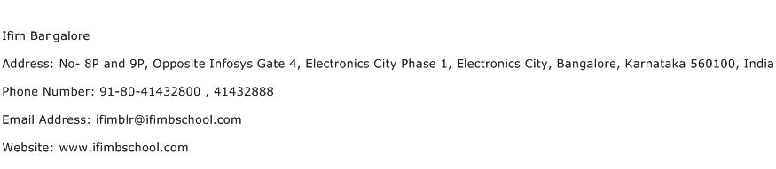 Ifim Bangalore Address Contact Number