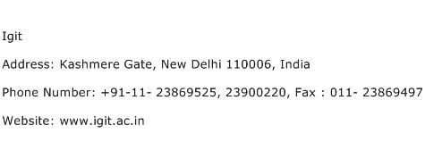 Igit Address Contact Number