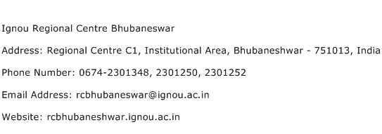 Ignou Regional Centre Bhubaneswar Address Contact Number