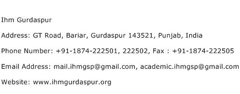 Ihm Gurdaspur Address Contact Number