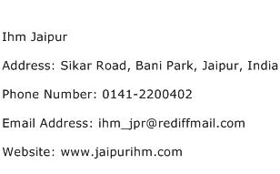 Ihm Jaipur Address Contact Number