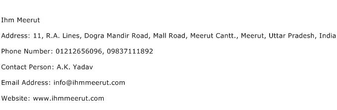 Ihm Meerut Address Contact Number