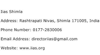 Iias Shimla Address Contact Number