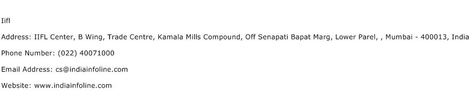 Iifl Address Contact Number