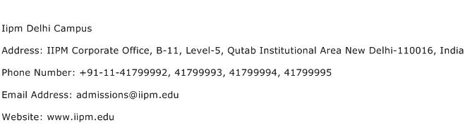 Iipm Delhi Campus Address Contact Number
