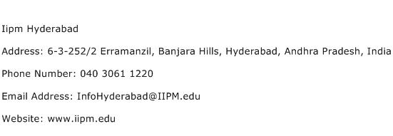 Iipm Hyderabad Address Contact Number