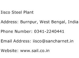 Iisco Steel Plant Address Contact Number