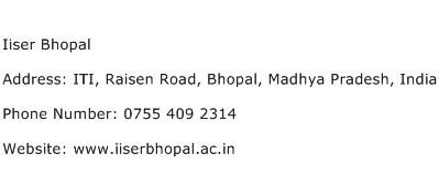Iiser Bhopal Address Contact Number