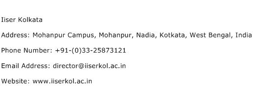 Iiser Kolkata Address Contact Number