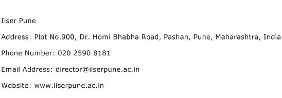 Iiser Pune Address Contact Number