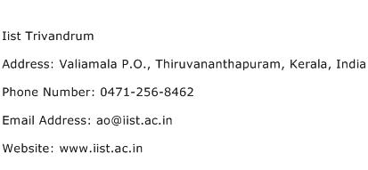 Iist Trivandrum Address Contact Number