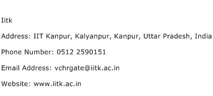 Iitk Address Contact Number
